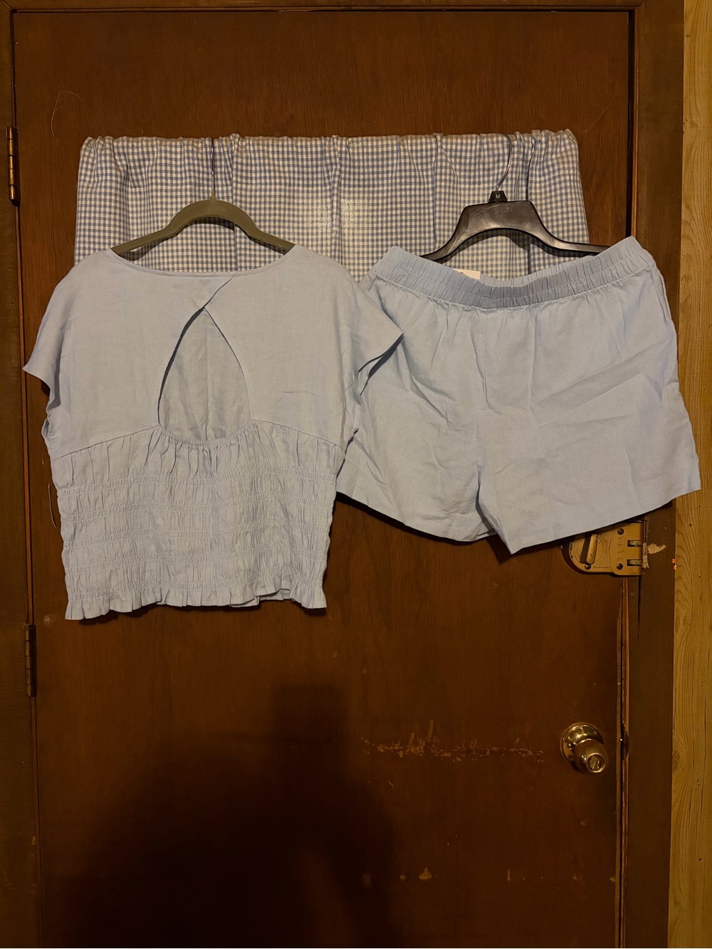 Old Navy Blue High-Waist Elastic Shorts with Matching Smocked Open Back Top - Picture 5 of 15